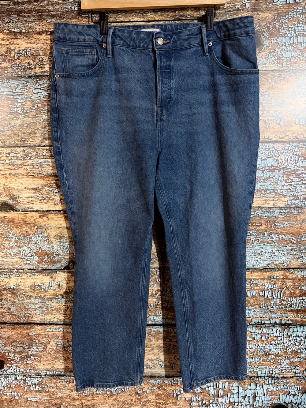 Good American Blue Denim Jeans Label View
